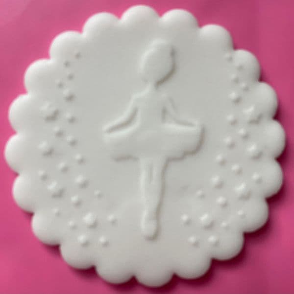 SALE Ballerina Holding Tutu with Stars Engraved circle stamp