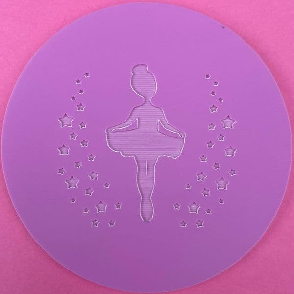 SALE Ballerina Holding Tutu with Stars Engraved circle stamp