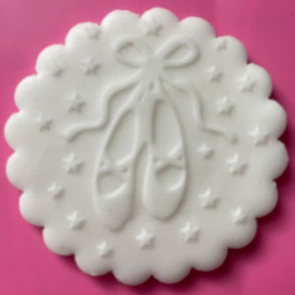 SALE Ballet Shoes Ballerina with Stars Engraved circle stamp