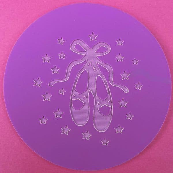 SALE Ballet Shoes Ballerina with Stars Engraved circle stamp