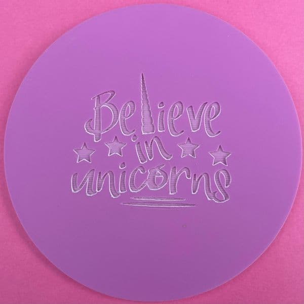 SALE Believe in Unicorns with Horn Engraved circle stamp