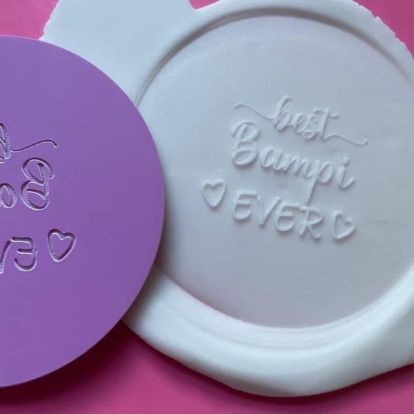 SALE Best Bampi Ever with Hearts Engraved circle stamp