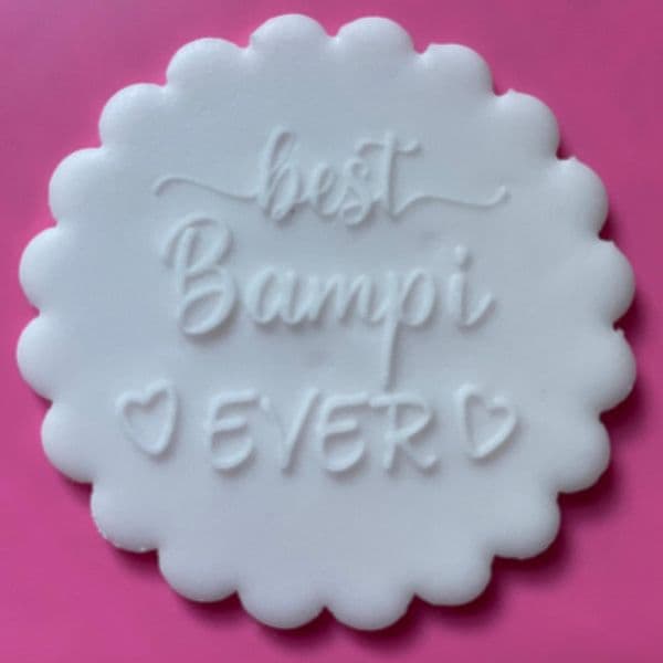 SALE Best Bampi Ever with Hearts Engraved circle stamp