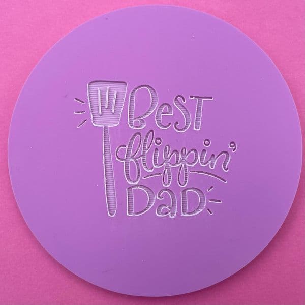 SALE Best Flippin' Dad with Slice Engraved circle stamp