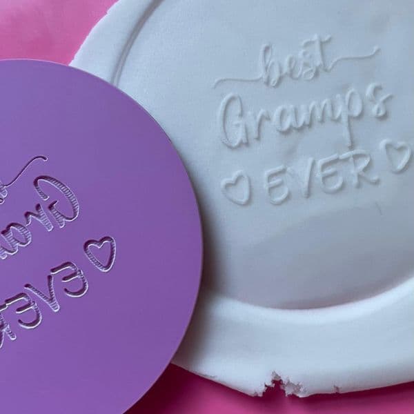 SALE Best Gramps Ever with Hearts Engraved circle stamp