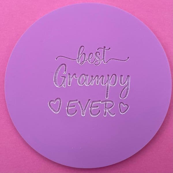 SALE Best Grampy Ever with Hearts Engraved circle stamp