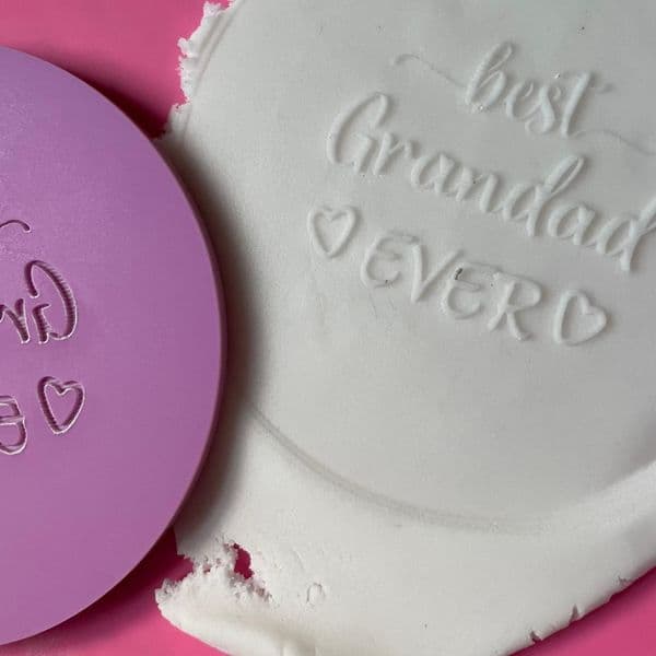 SALE Best Grandad Ever with Hearts Engraved circle stamp