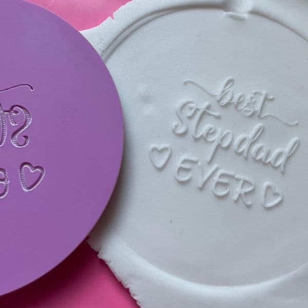 SALE Best Stepdad Ever with Hearts Engraved circle stamp