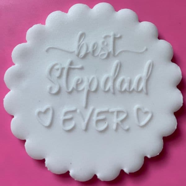 SALE Best Stepdad Ever with Hearts Engraved circle stamp
