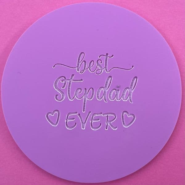 SALE Best Stepdad Ever with Hearts Engraved circle stamp