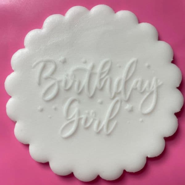 SALE Birthday Girl with Stars Engraved circle stamp