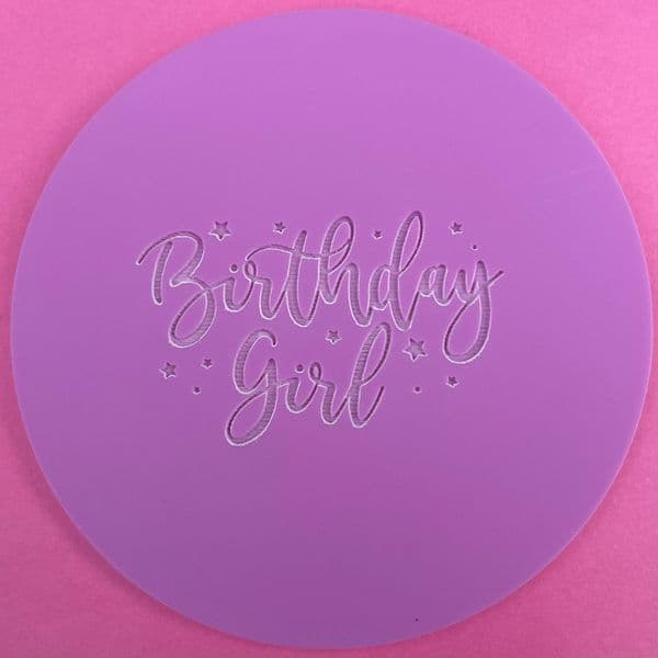SALE Birthday Girl with Stars Engraved circle stamp
