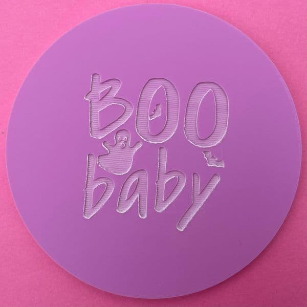 SALE Boo Baby with Ghost and Bats Engraved circle stamp