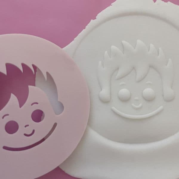 SALE Boy Cute Face Cut circle stamp