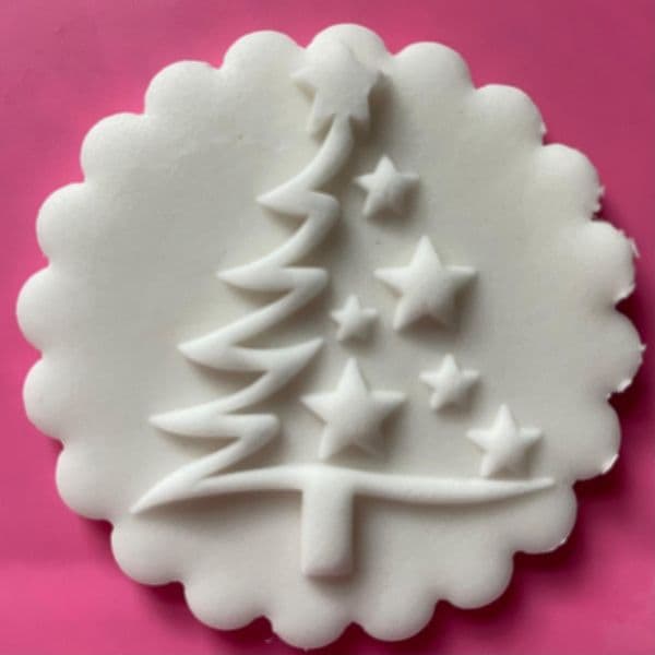 SALE Christmas Tree Half with Stars Cut circle stamp