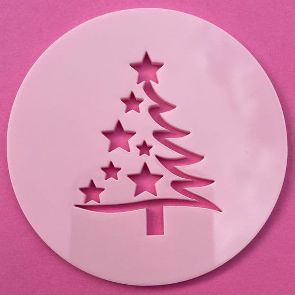 SALE Christmas Tree Half with Stars Cut circle stamp