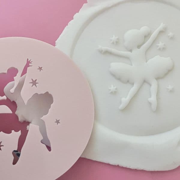 SALE Cute Girl Ballerina Cut circle stamp
