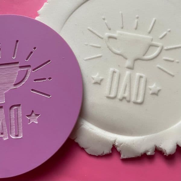 SALE Dad with Trophy Engraved circle stamp