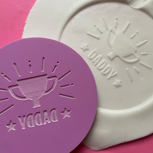 SALE Daddy with Trophy Engraved circle stamp