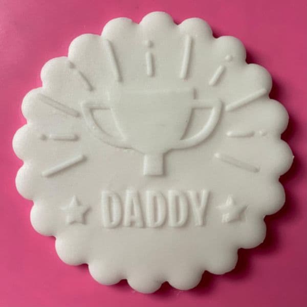 SALE Daddy with Trophy Engraved circle stamp