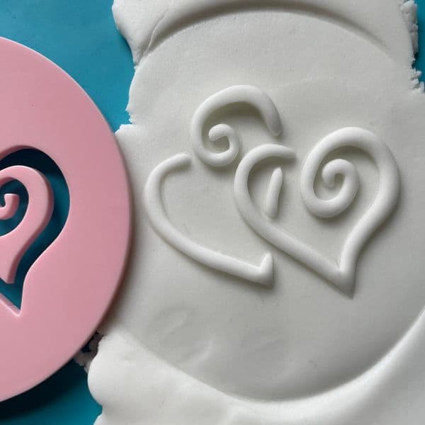 SALE Double Heart Cut circle stamp