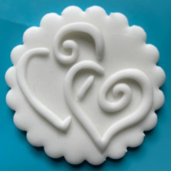 SALE Double Heart Cut circle stamp