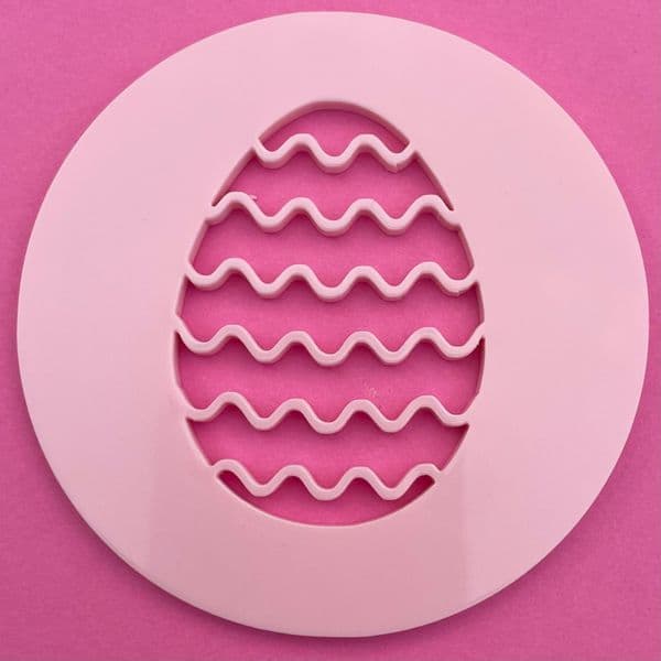 SALE Egg Easter Wiggly Stripes Cut circle stamp