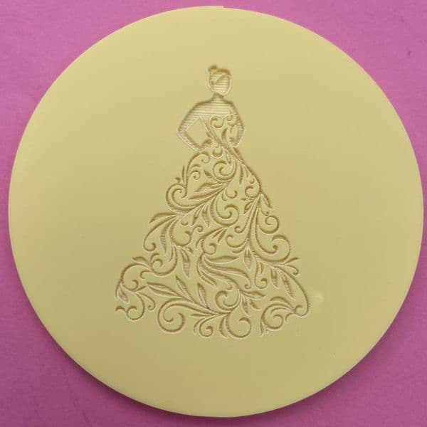 SALE Filigree Dress with hands on Hips Bride Engraved circle stamp