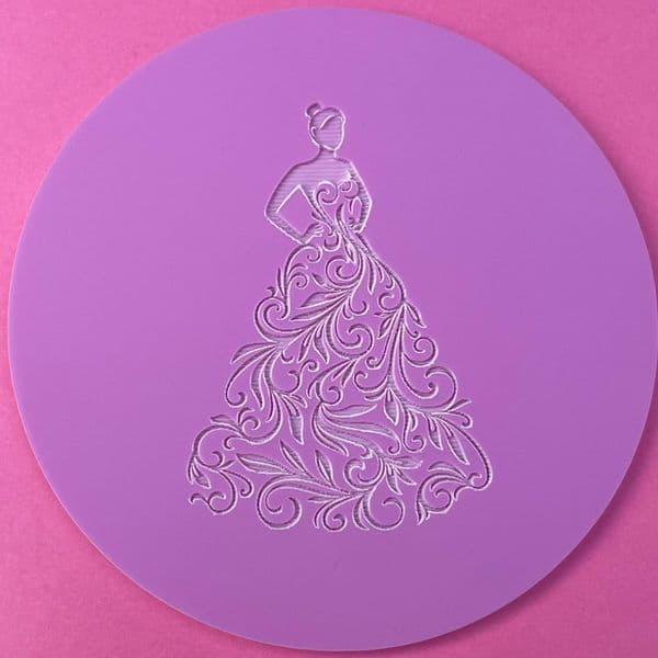 SALE Filigree Dress with hands on Hips Bride Engraved circle stamp