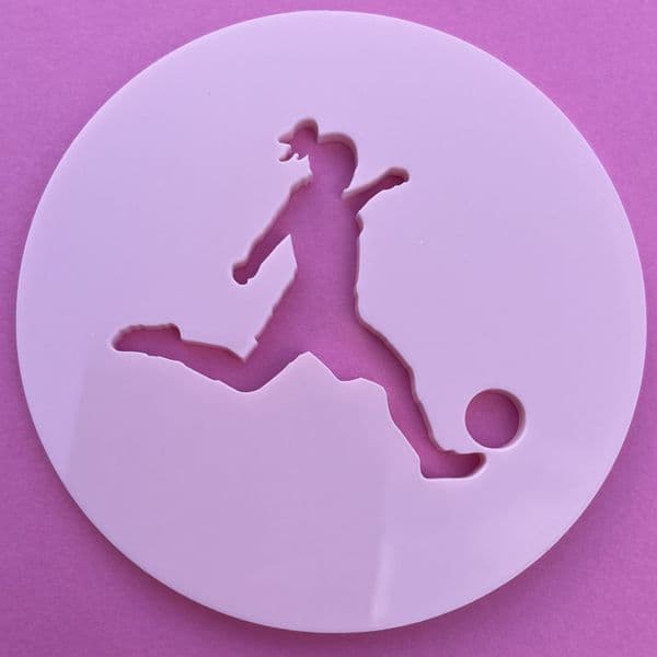 SALE Football Player Female Cut circle stamp