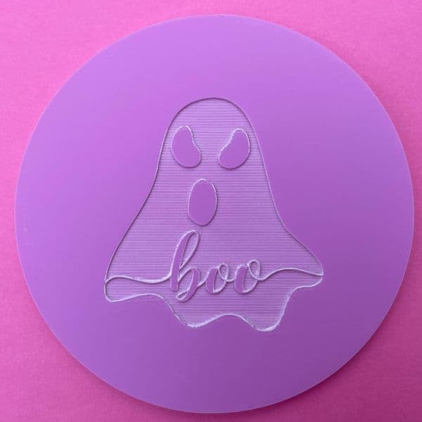 SALE Ghost with Boo written inside Engraved circle stamp