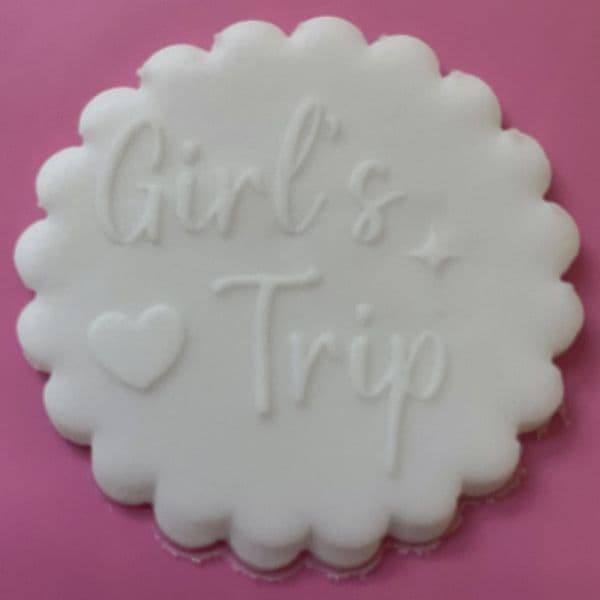 SALE Girl's Trip with Heart and Star Engraved circle stamp