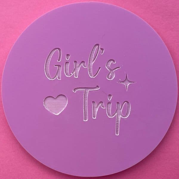 SALE Girl's Trip with Heart and Star Engraved circle stamp