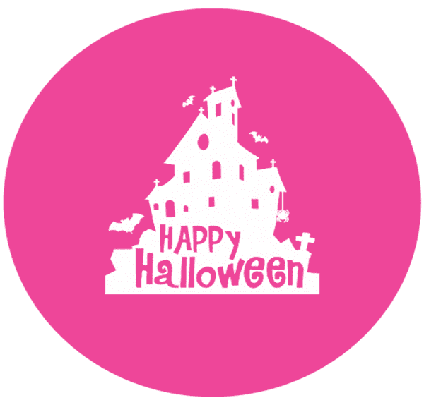 SALE Happy Halloween within Haunted House Engraved circle stamp
