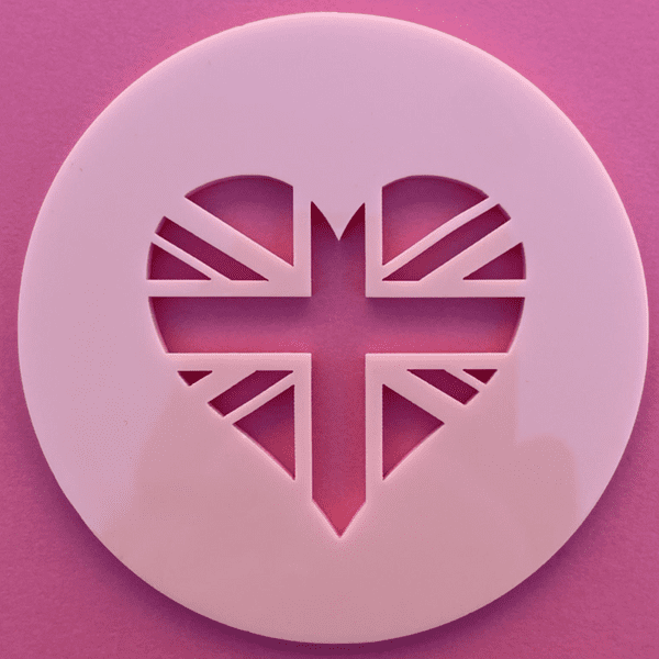 SALE Heart Shape Union Jack Cut circle stamp