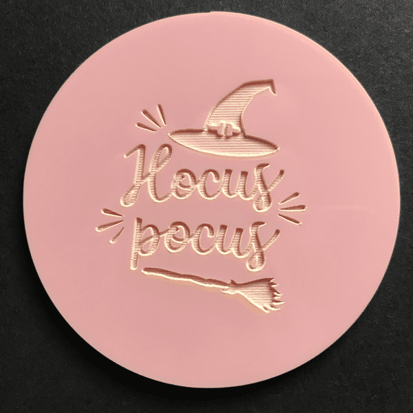 SALE Hocus Pocus with Hat and Broomstick Engraved circle stamp