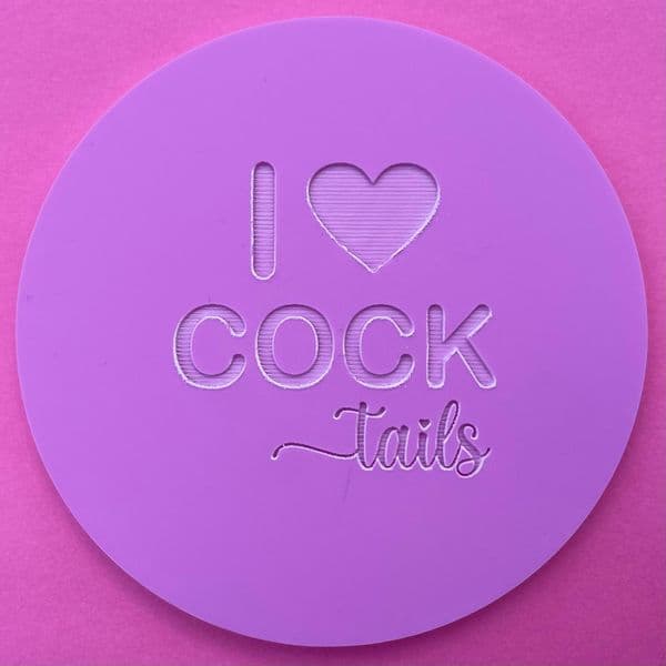 SALE I Heart Cock Tails Engraved circle stamp