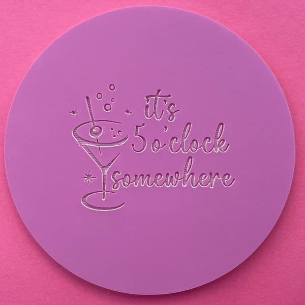 SALE It's 5 o'Clock Somewhere Cocktail Engraved circle stamp