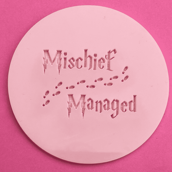 SALE Mischief Managed with Footprints Harry Potter Engraved circle stamp