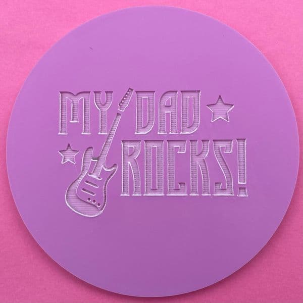 SALE My Dad Rocks with Guitar Engraved circle stamp