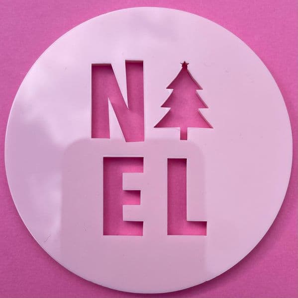 SALE Noel with Christmas Tree Cut circle stamp