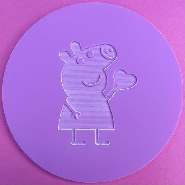 SALE Peppa Pig in Dress Holding Heart Engraved circle stamp