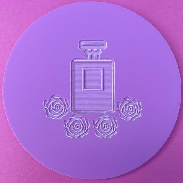 SALE Perfume Bottle with Roses Engraved circle stamp