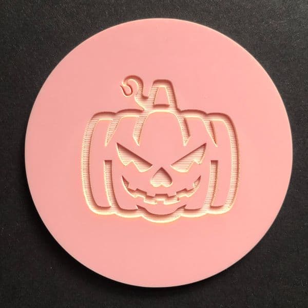 SALE Pumpkin Square Face with Smile Engraved circle stamp