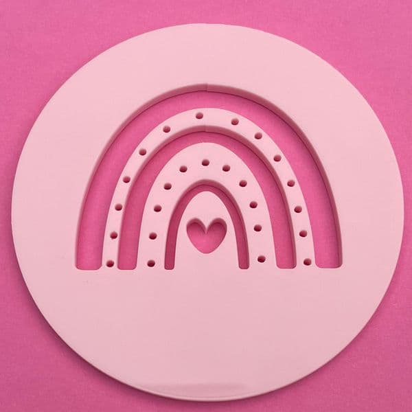 SALE Rainbow with Heart Cut circle stamp