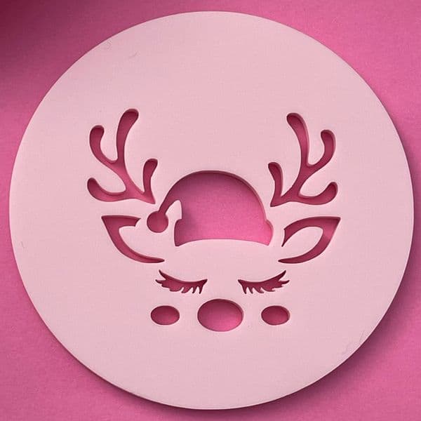 SALE Reindeer with Santa Hat Cut circle stamp