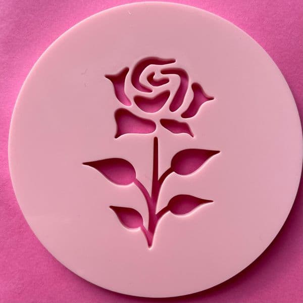 SALE Rose Head Large with Leaves Cut circle stamp