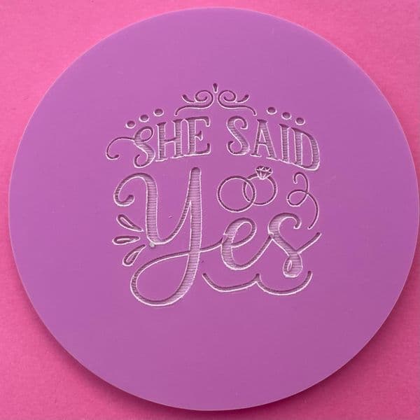 SALE She Said Yes with Rings and Swirls Engraved circle stamp