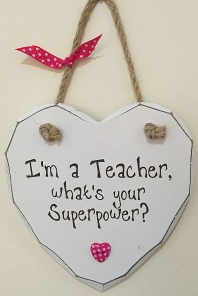 Teacher Superpower Hanging Heart