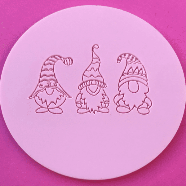 Three Gonks in Row Engraved circle stamp